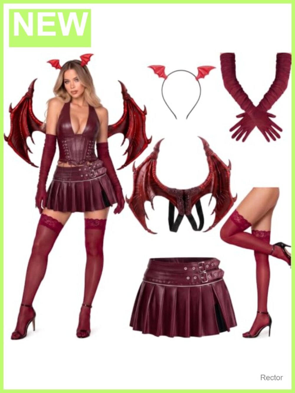 Women's Dragon Costume Set with Wings Gloves Skirt Headband